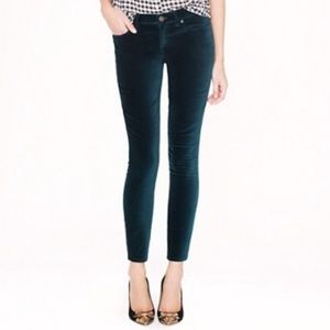 J crew midrise toothpick velvet pant
